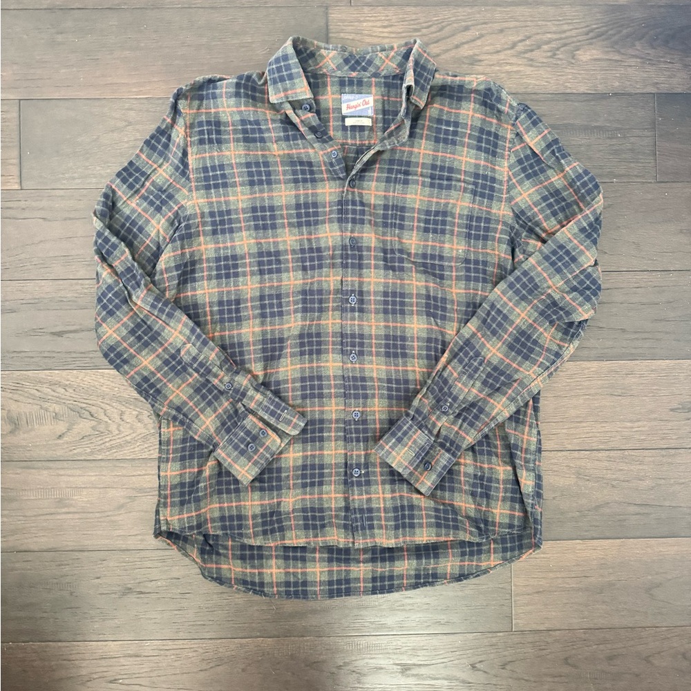 Men's Plaid Shirt - Blue and Orange